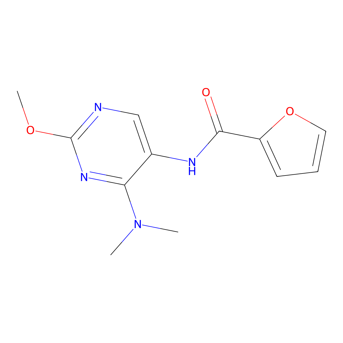 N-[4-(dimethylamino)-2-methoxypyrimidin-5-yl]furan-2-carboxamide molecular structure, CAS 1797622-17-3