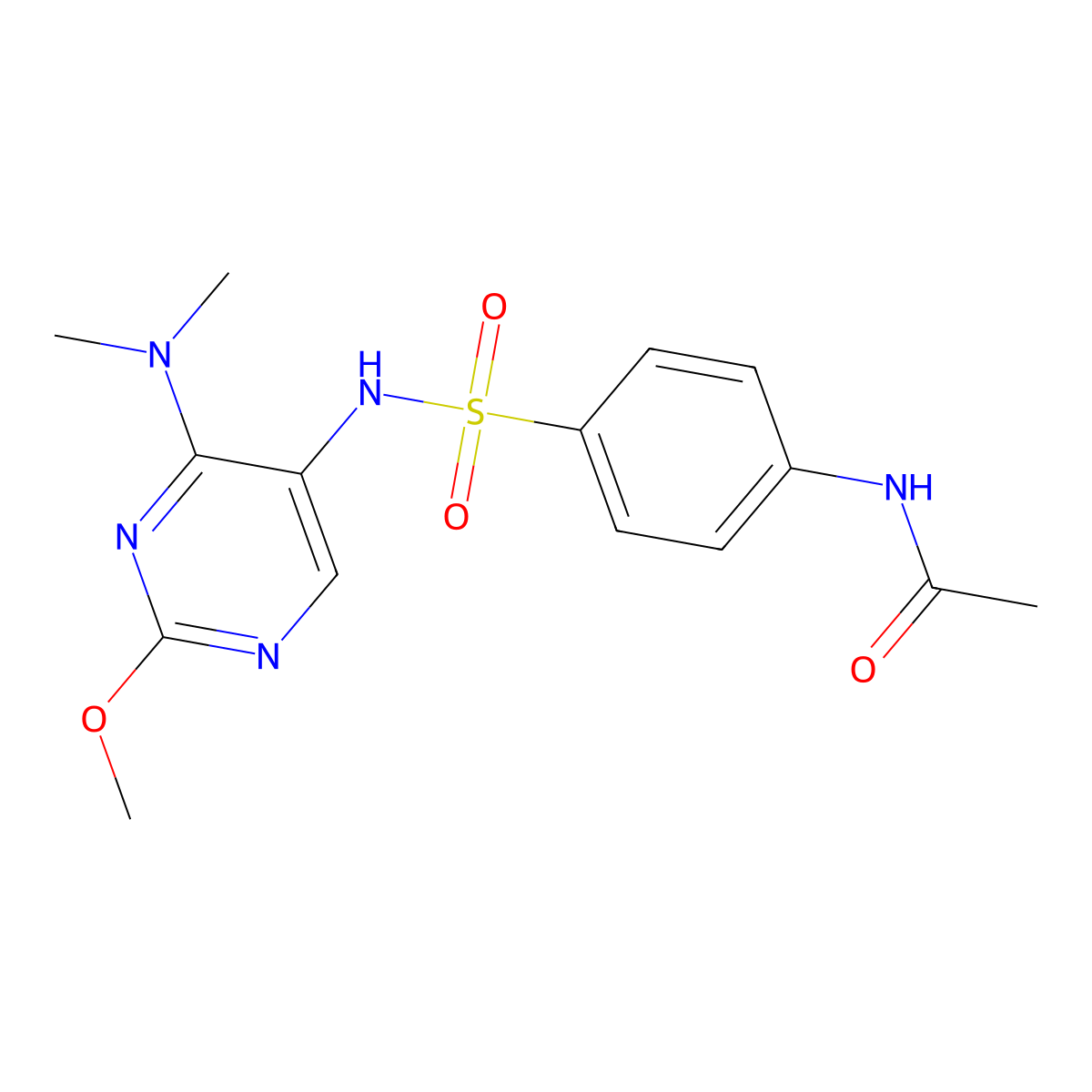 N-(4-(N-(4-(dimethylamino)-2-methoxypyrimidin-5-yl)sulfamoyl)phenyl)acetamide molecular structure, CAS 1797622-30-0