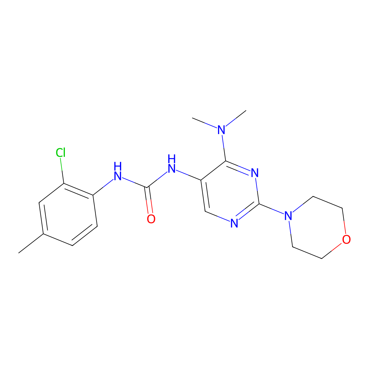 1-(2-Chloro-4-methylphenyl)-3-(4-(dimethylamino)-2-morpholinopyrimidin-5-yl)urea molecular structure, CAS 1797622-81-1