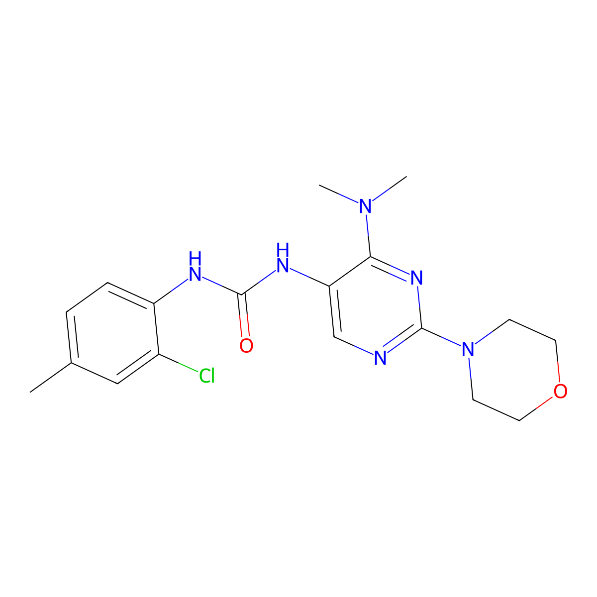 1-(2-Chloro-4-methylphenyl)-3-(4-(dimethylamino)-2-morpholinopyrimidin-5-yl)urea molecular structure, CAS 1797622-81-1