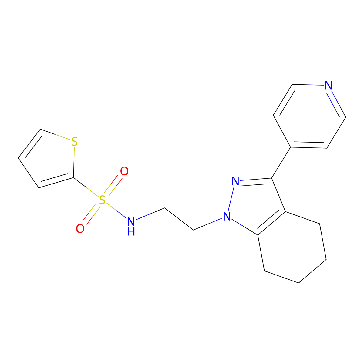 N-{2-[3-(pyridin-4-yl)-4,5,6,7-tetrahydro-1H-indazol-1-yl]ethyl}thiophene-2-sulfonamide molecular structure, CAS 1797622-96-8