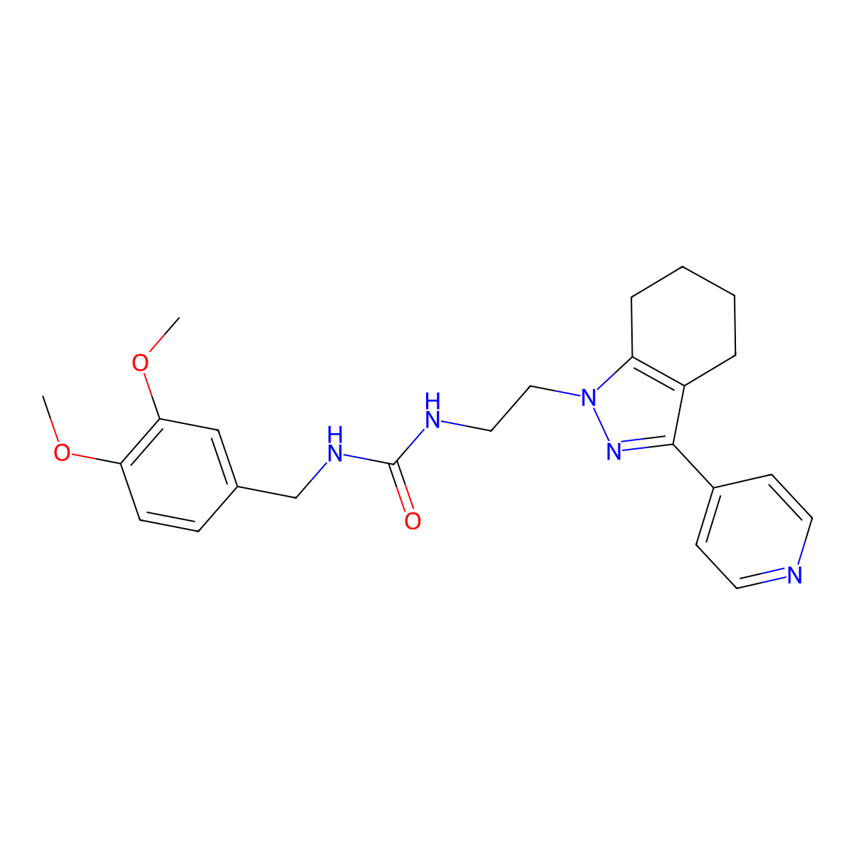 1-(3,4-dimethoxybenzyl)-3-(2-(3-(pyridin-4-yl)-4,5,6,7-tetrahydro-1H-indazol-1-yl)ethyl)urea molecular structure, CAS 1797623-10-9