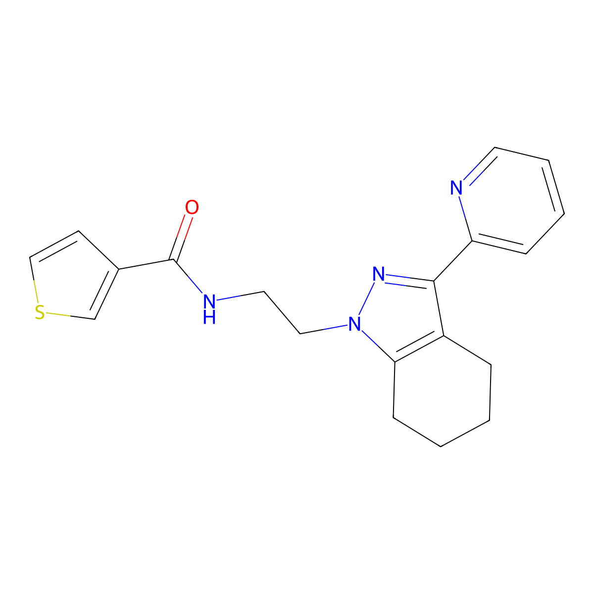 N-{2-[3-(pyridin-2-yl)-4,5,6,7-tetrahydro-1H-indazol-1-yl]ethyl}thiophene-3-carboxamide molecular structure, CAS 1797623-29-0