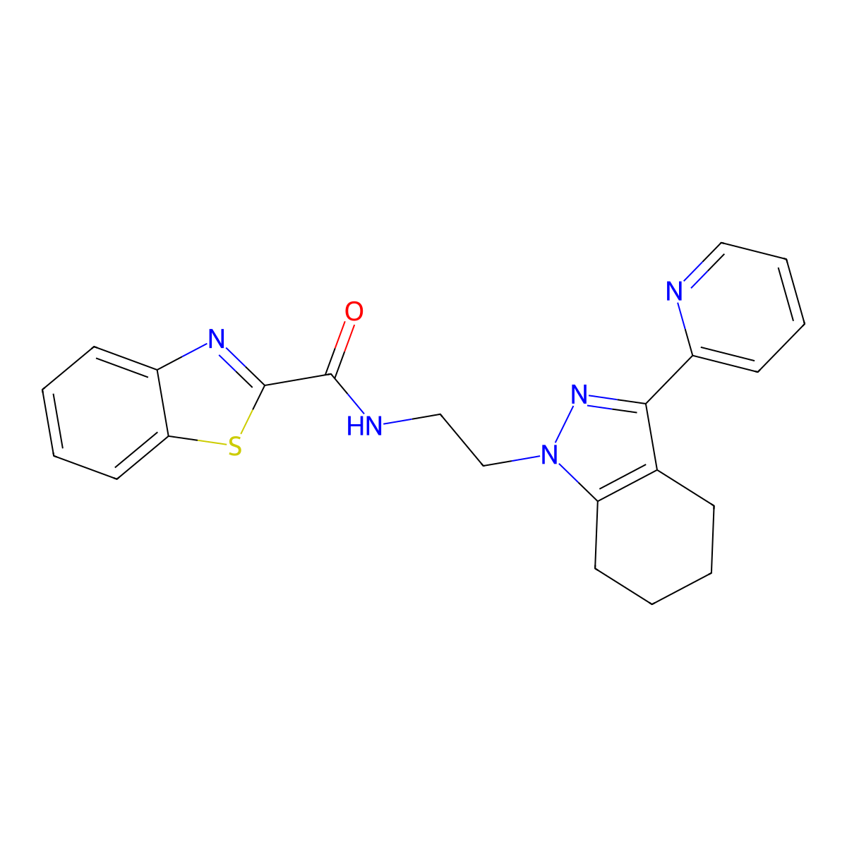 N-(2-(3-(pyridin-2-yl)-4,5,6,7-tetrahydro-1H-indazol-1-yl)ethyl)benzo[d]thiazole-2-carboxamide molecular structure, CAS 1797623-65-4