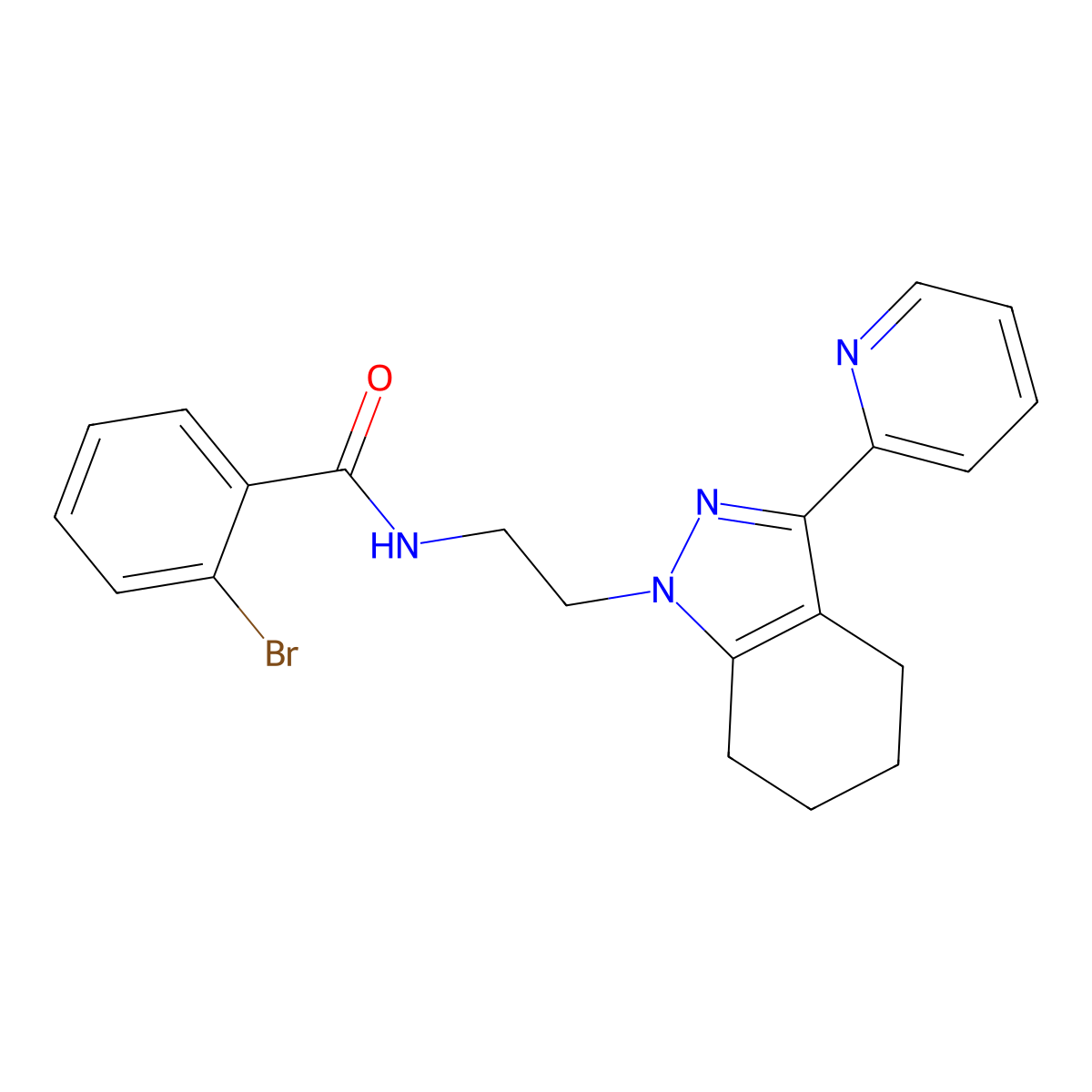 2-bromo-N-{2-[3-(pyridin-2-yl)-4,5,6,7-tetrahydro-1H-indazol-1-yl]ethyl}benzamide molecular structure, CAS 1797623-75-6