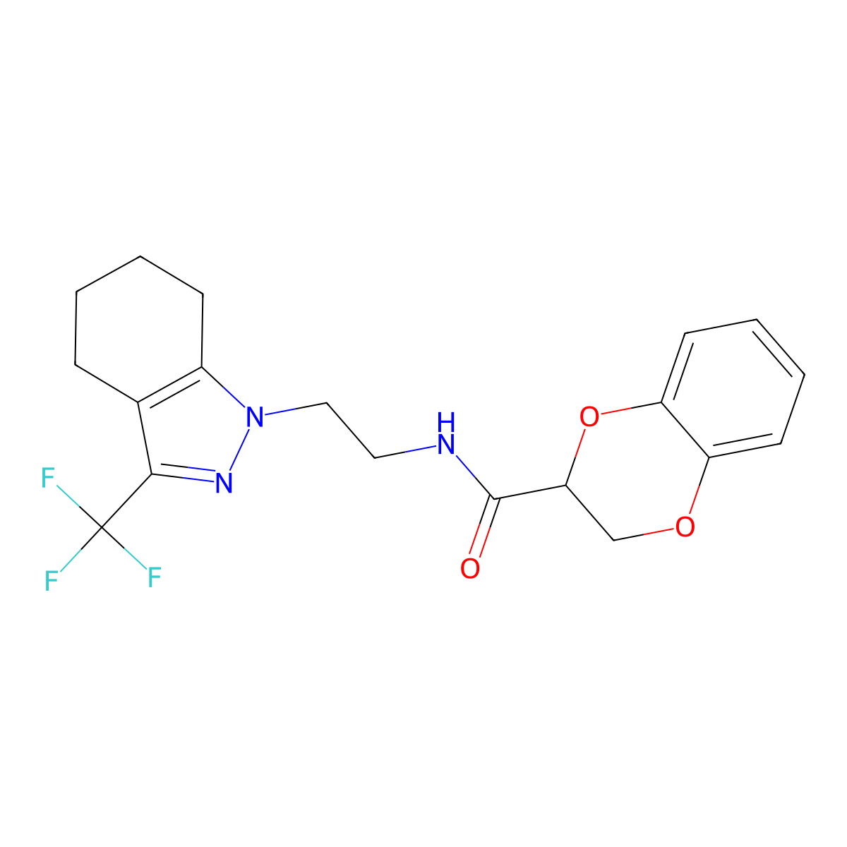 N-{2-[3-(trifluoromethyl)-4,5,6,7-tetrahydro-1H-indazol-1-yl]ethyl}-2,3-dihydro-1,4-benzodioxine-2-carboxamide molecular structure, CAS 1797624-19-1