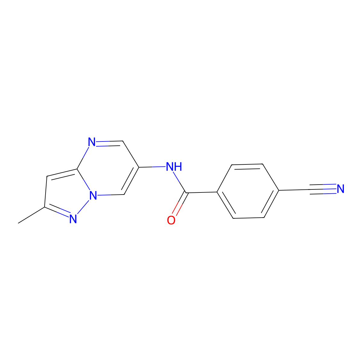 4-cyano-N-(2-methylpyrazolo[1,5-a]pyrimidin-6-yl)benzamide molecular structure, CAS 1797628-05-7