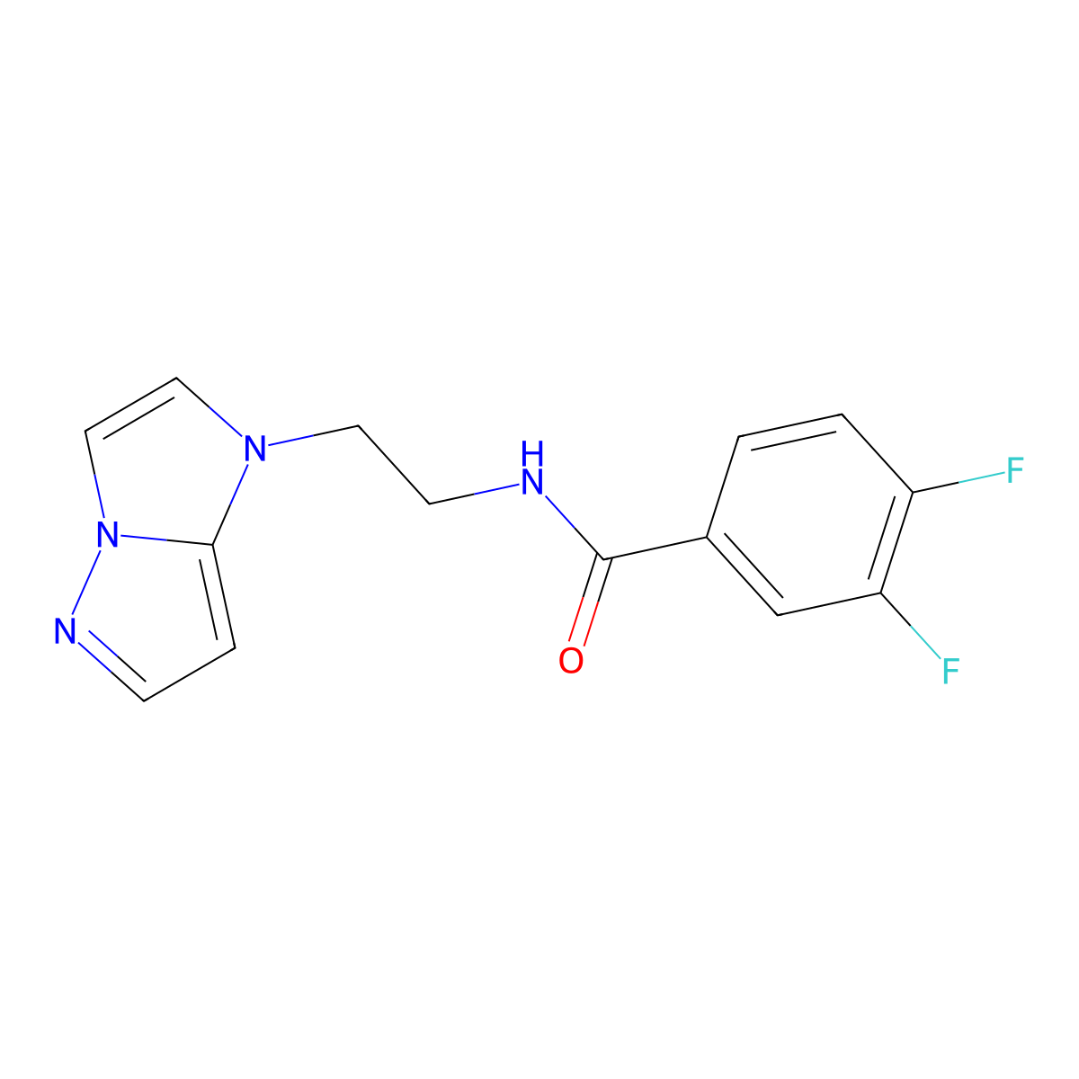 N-(2-(1H-imidazo[1,2-b]pyrazol-1-yl)ethyl)-3,4-difluorobenzamide molecular structure, CAS 1797628-64-8