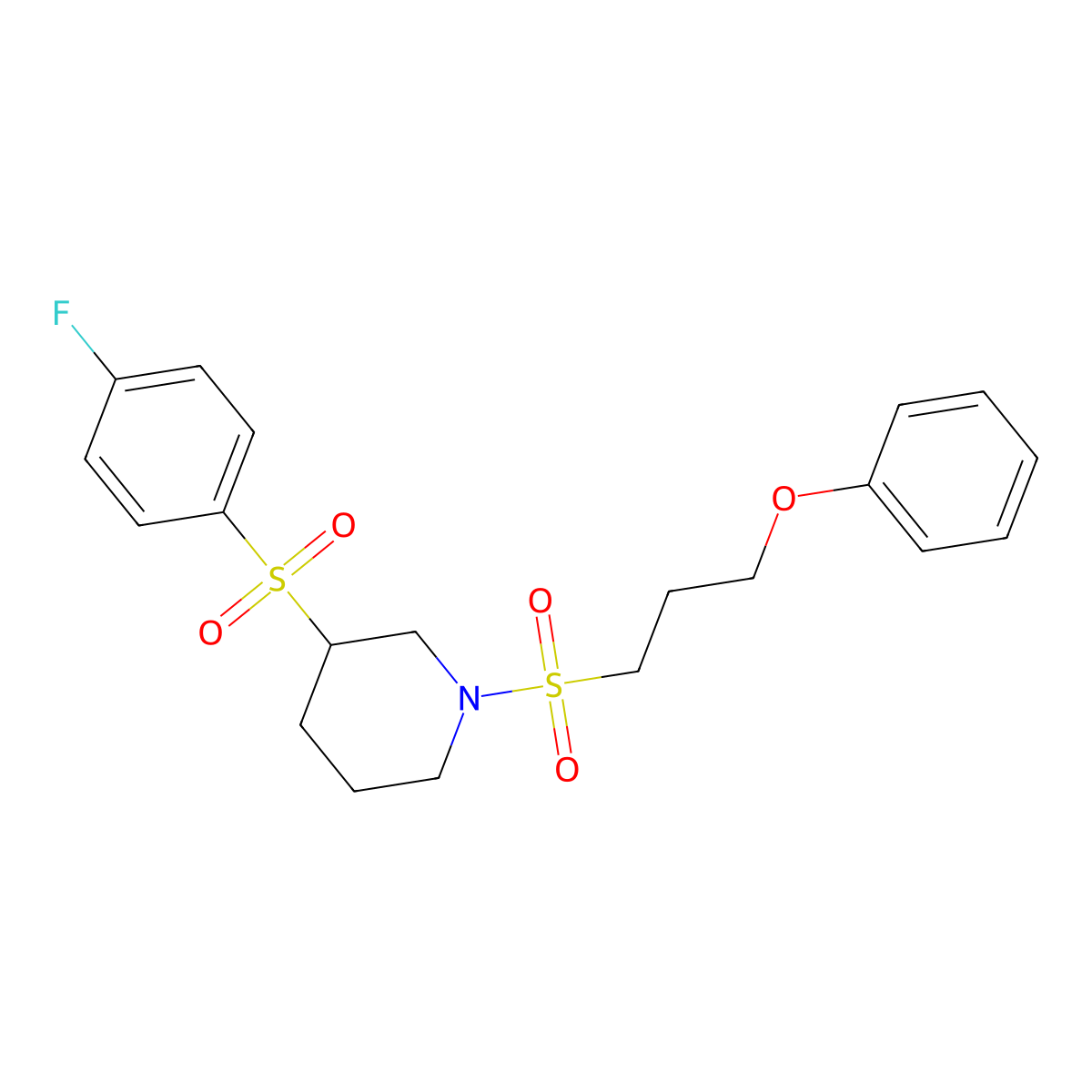 3-((4-Fluorophenyl)sulfonyl)-1-((3-phenoxypropyl)sulfonyl)piperidine molecular structure, CAS 1797629-74-3