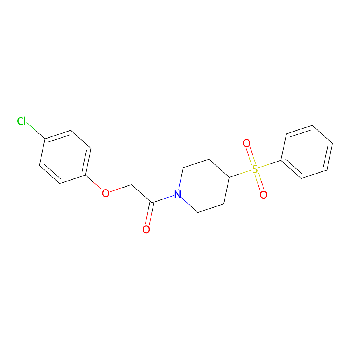 2-(4-Chlorophenoxy)-1-(4-(phenylsulfonyl)piperidin-1-yl)ethanone molecular structure, CAS 1797629-85-6