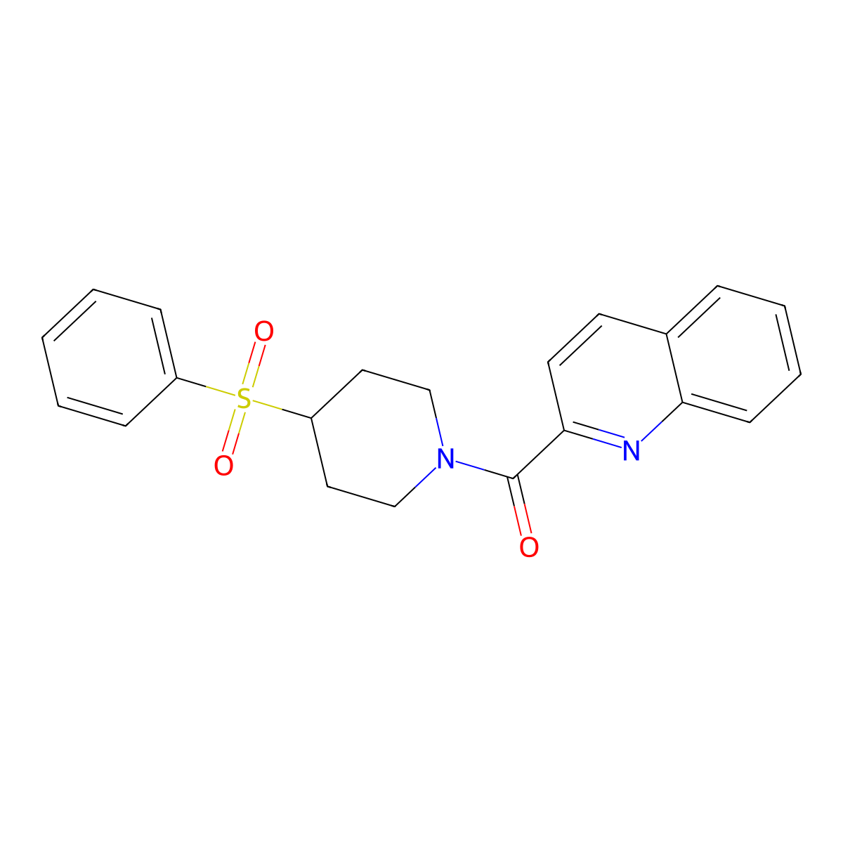 (4-(Phenylsulfonyl)piperidin-1-yl)(quinolin-2-yl)methanone molecular structure, CAS 1797629-98-1