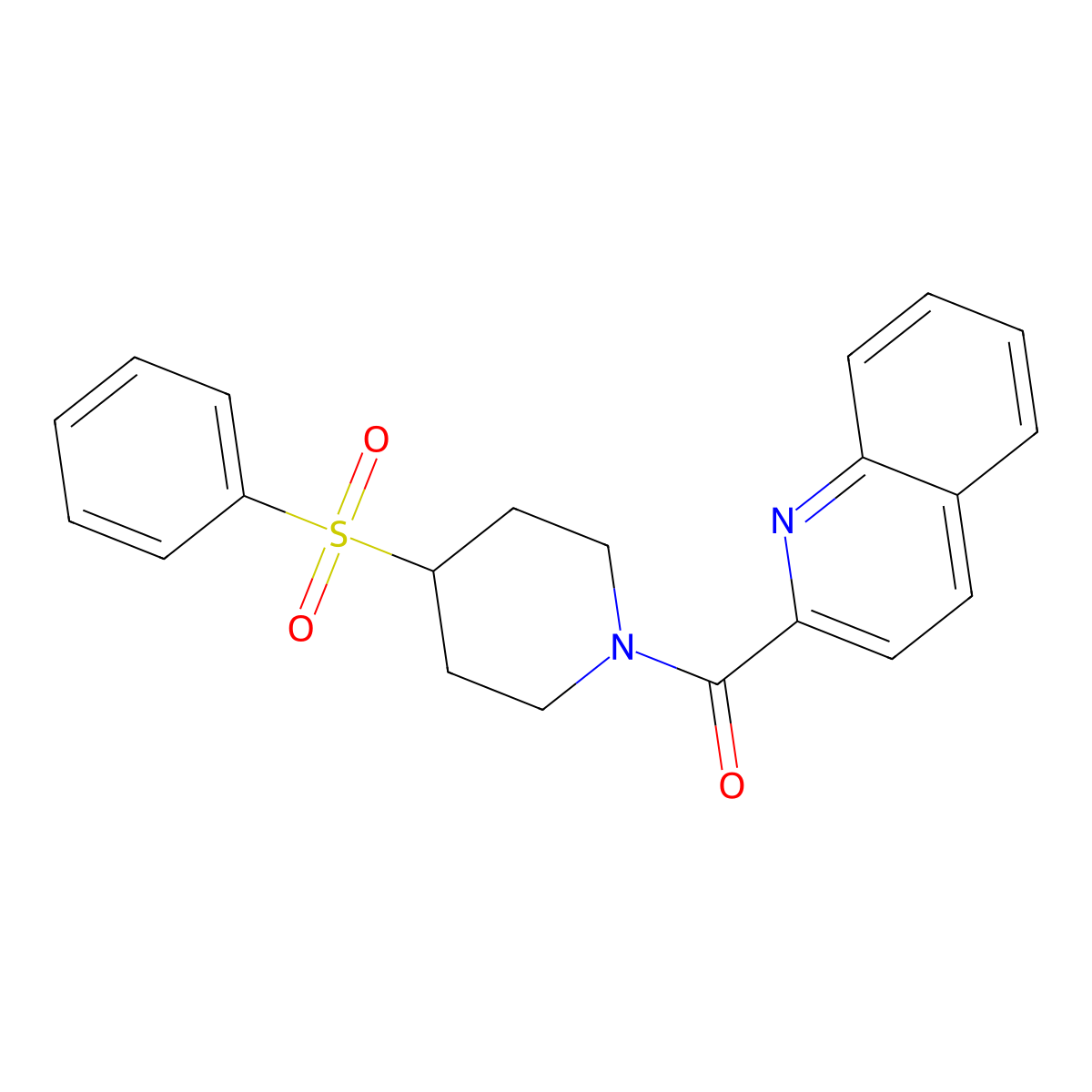 (4-(Phenylsulfonyl)piperidin-1-yl)(quinolin-2-yl)methanone molecular structure, CAS 1797629-98-1