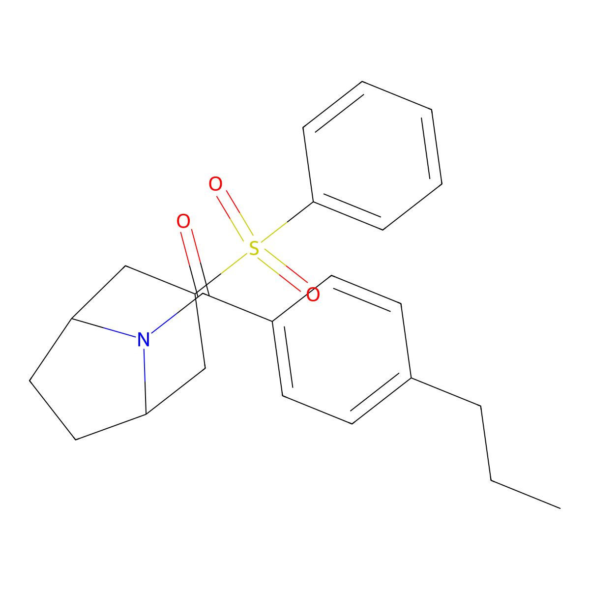 ((1R,5S)-3-(phenylsulfonyl)-8-azabicyclo[3.2.1]octan-8-yl)(4-propylphenyl)methanone molecular structure, CAS 1797630-24-0