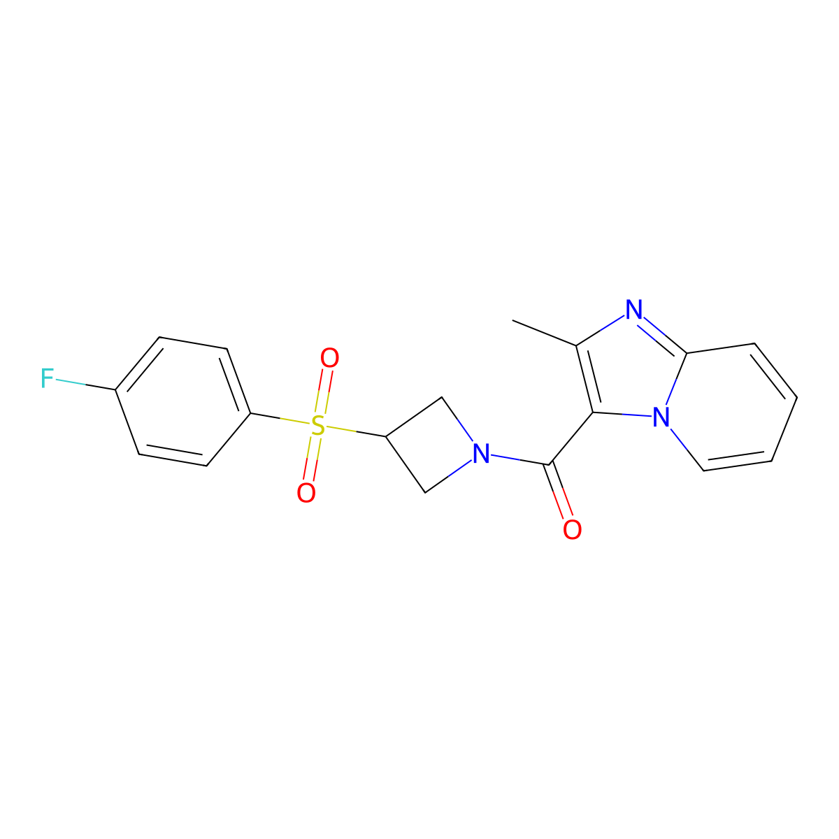 (3-((4-Fluorophenyl)sulfonyl)azetidin-1-yl)(2-methylimidazo[1,2-a]pyridin-3-yl)methanone molecular structure, CAS 1797630-55-7