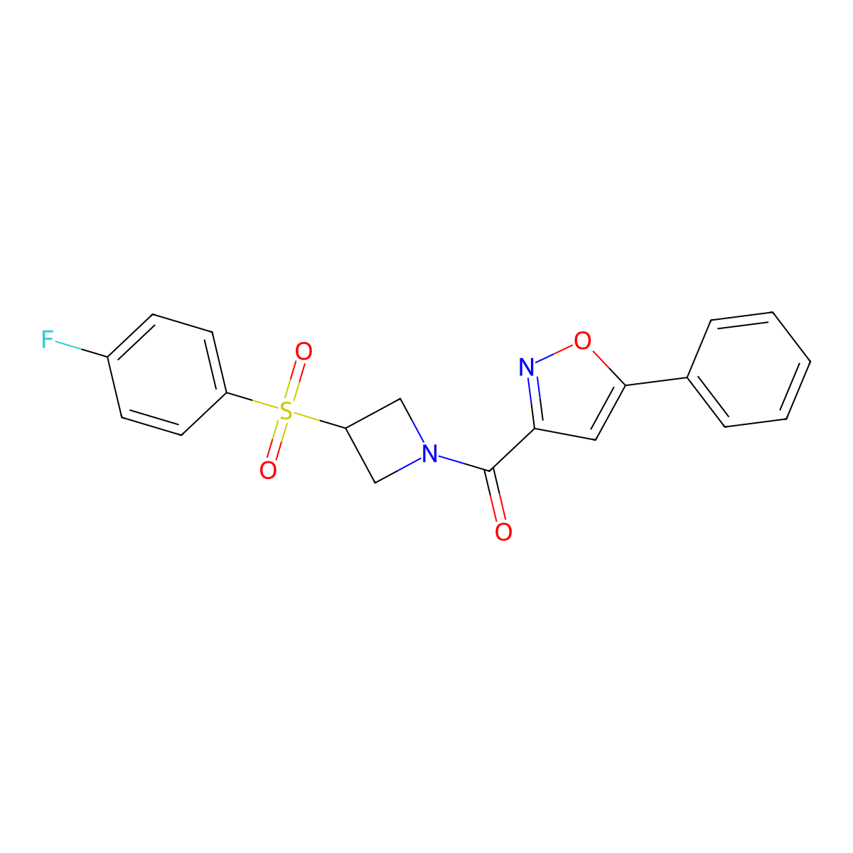 (3-((4-Fluorophenyl)sulfonyl)azetidin-1-yl)(5-phenylisoxazol-3-yl)methanone molecular structure, CAS 1797630-64-8