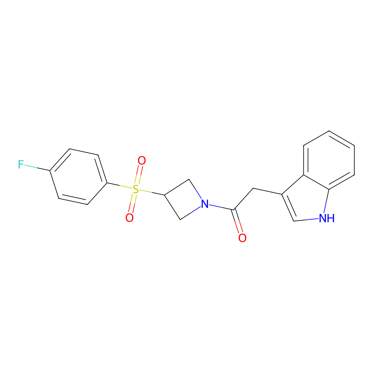 1-(3-((4-fluorophenyl)sulfonyl)azetidin-1-yl)-2-(1H-indol-3-yl)ethanone molecular structure, CAS 1797630-80-8