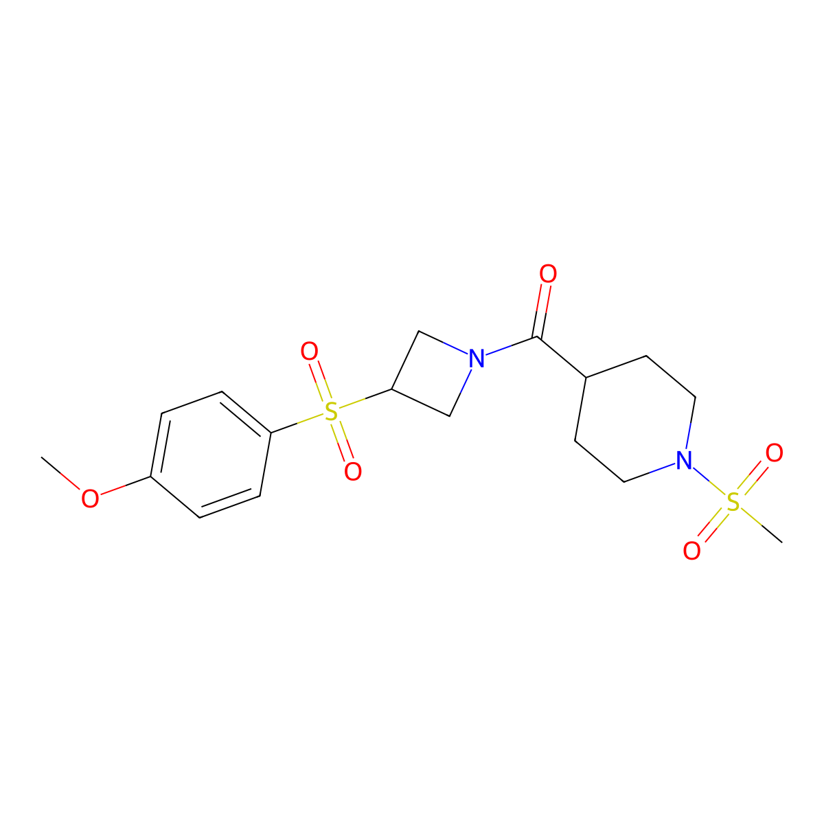 (3-((4-Methoxyphenyl)sulfonyl)azetidin-1-yl)(1-(methylsulfonyl)piperidin-4-yl)methanone molecular structure, CAS 1797631-03-8