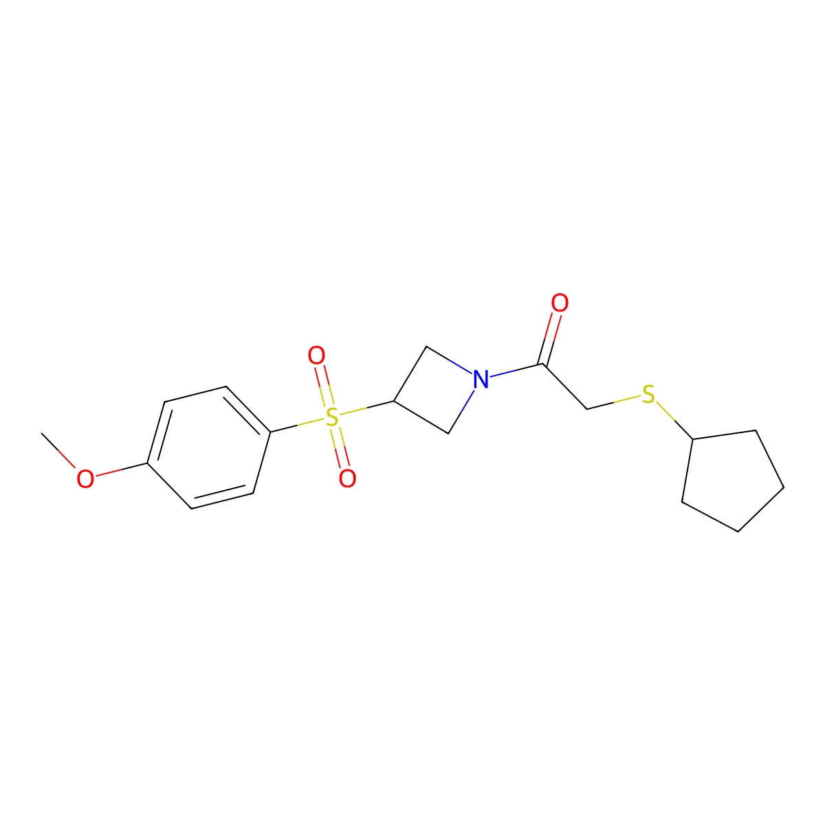2-(Cyclopentylthio)-1-(3-((4-methoxyphenyl)sulfonyl)azetidin-1-yl)ethanone molecular structure, CAS 1797631-29-8
