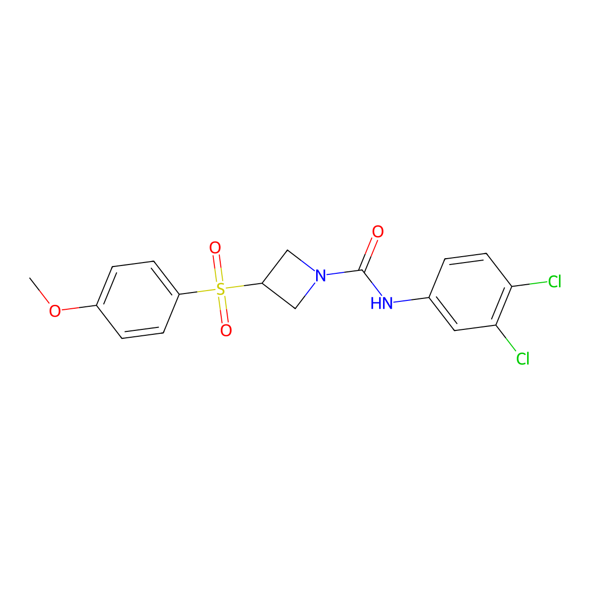 N-(3,4-dichlorophenyl)-3-((4-methoxyphenyl)sulfonyl)azetidine-1-carboxamide molecular structure, CAS 1797631-42-5