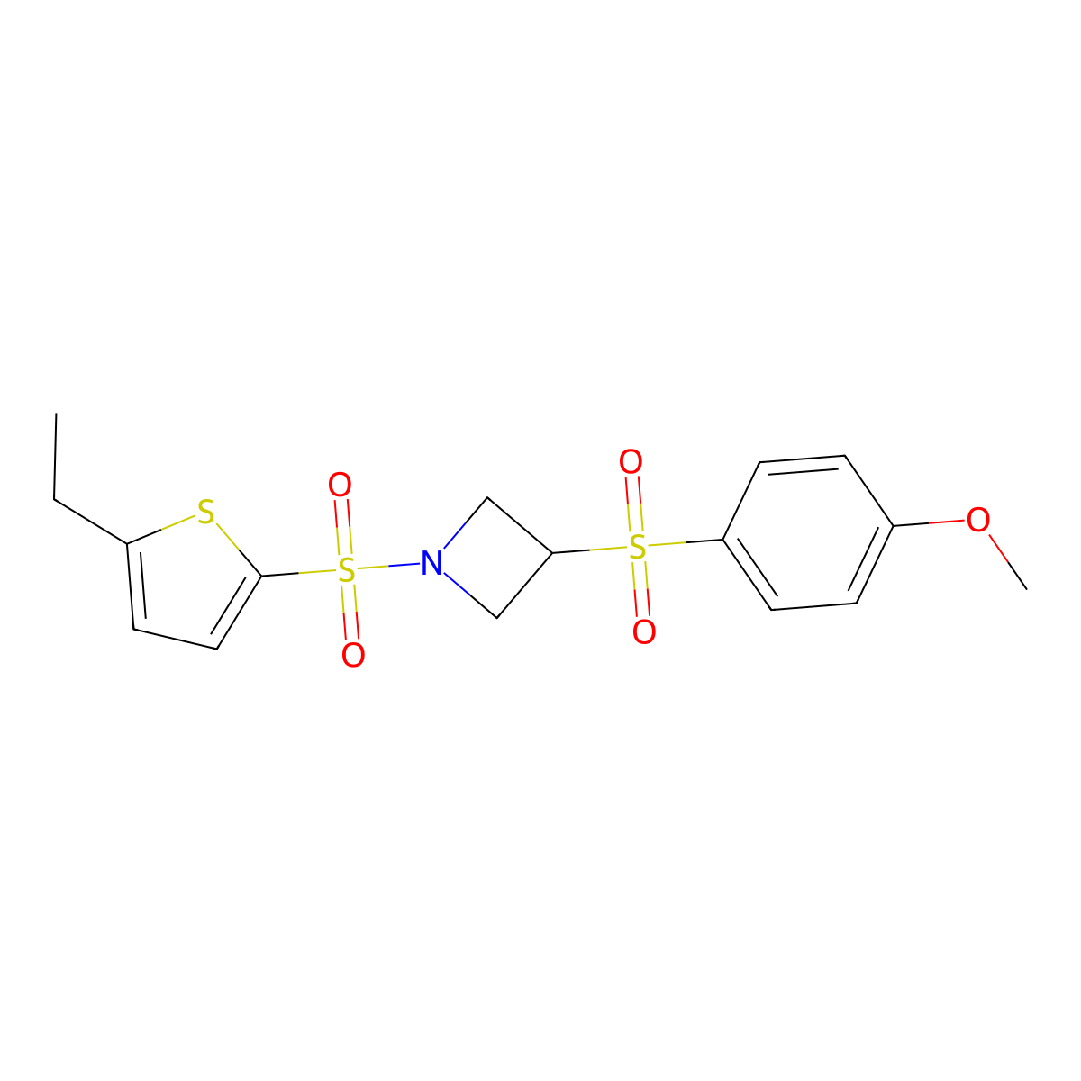 1-((5-Ethylthiophen-2-yl)sulfonyl)-3-((4-methoxyphenyl)sulfonyl)azetidine molecular structure, CAS 1797631-63-0
