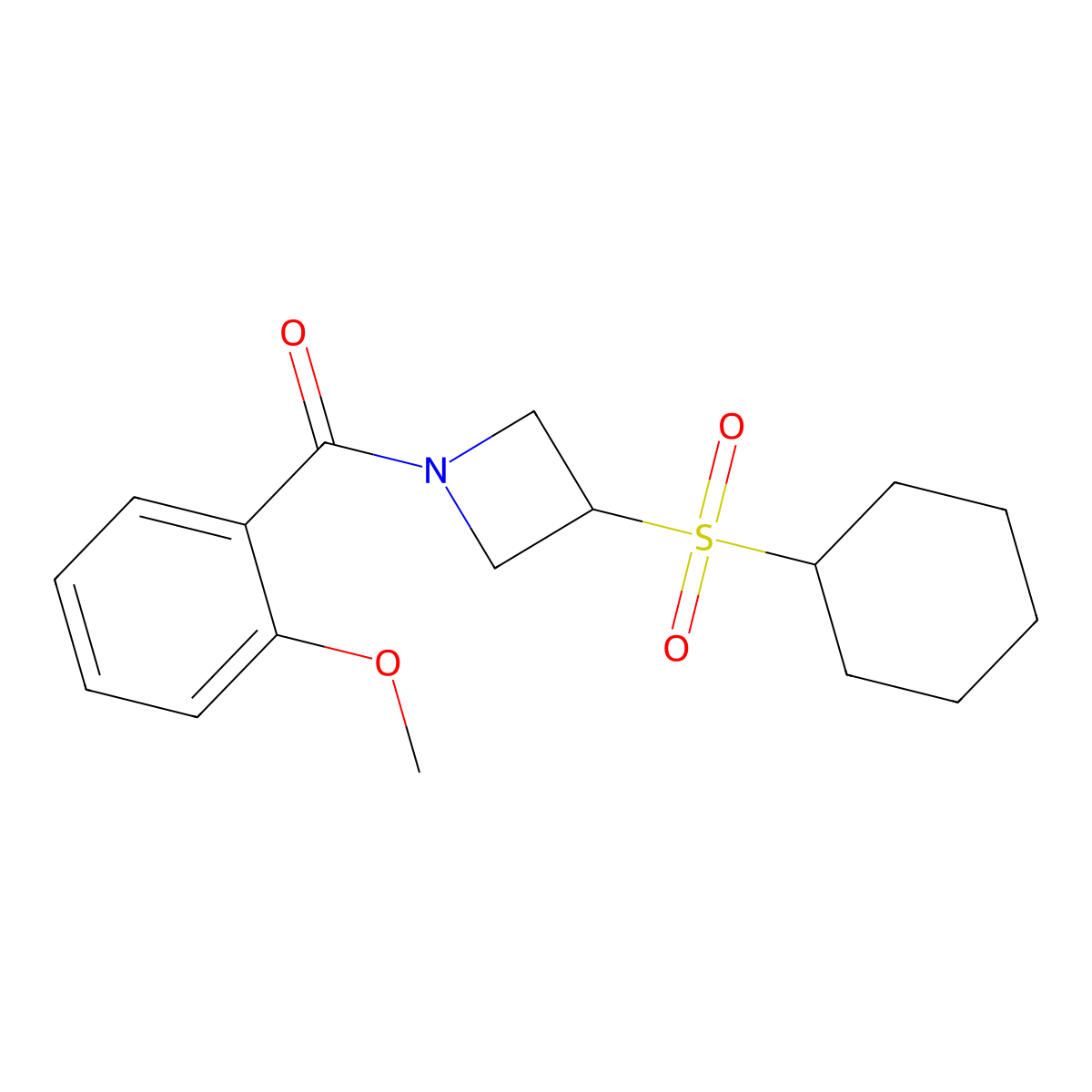 (3-(Cyclohexylsulfonyl)azetidin-1-yl)(2-methoxyphenyl)methanone molecular structure, CAS 1797631-72-1