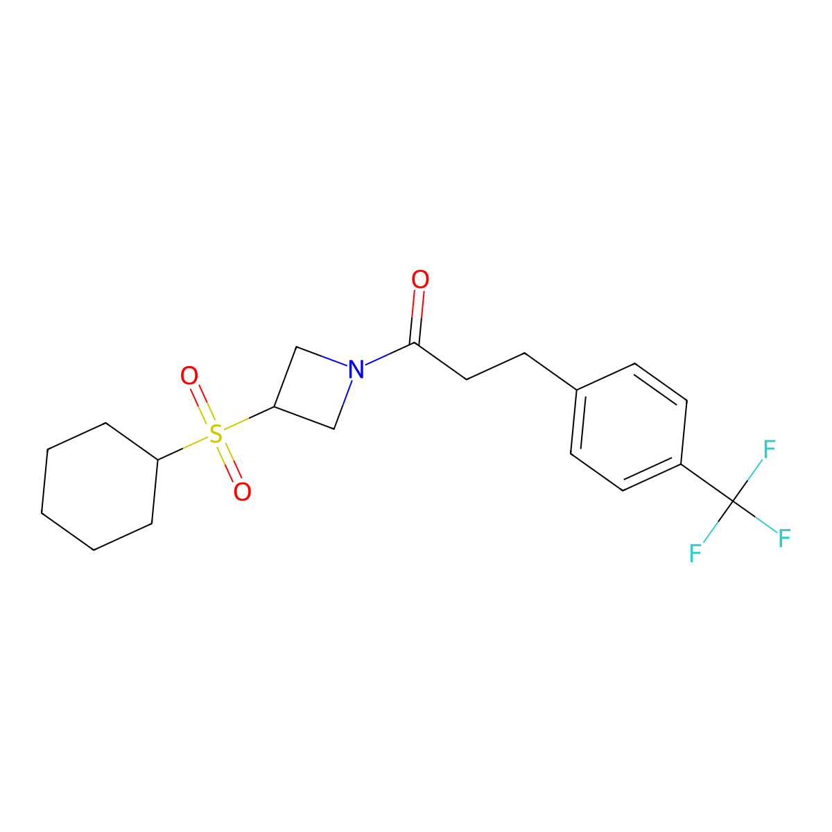 1-(3-(Cyclohexylsulfonyl)azetidin-1-yl)-3-(4-(trifluoromethyl)phenyl)propan-1-one molecular structure, CAS 1797631-96-9