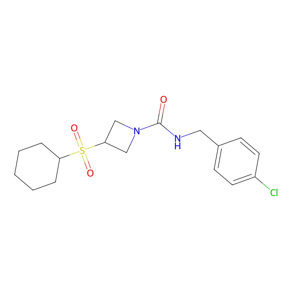 N-(4-chlorobenzyl)-3-(cyclohexylsulfonyl)azetidine-1-carboxamide molecular structure, CAS 1797632-10-0