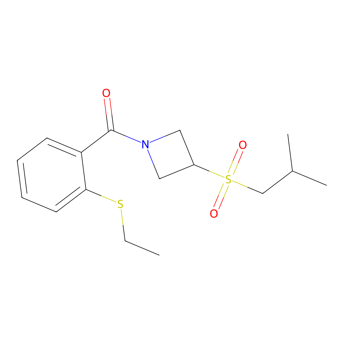 (2-(Ethylthio)phenyl)(3-(isobutylsulfonyl)azetidin-1-yl)methanone molecular structure, CAS 1797632-35-9