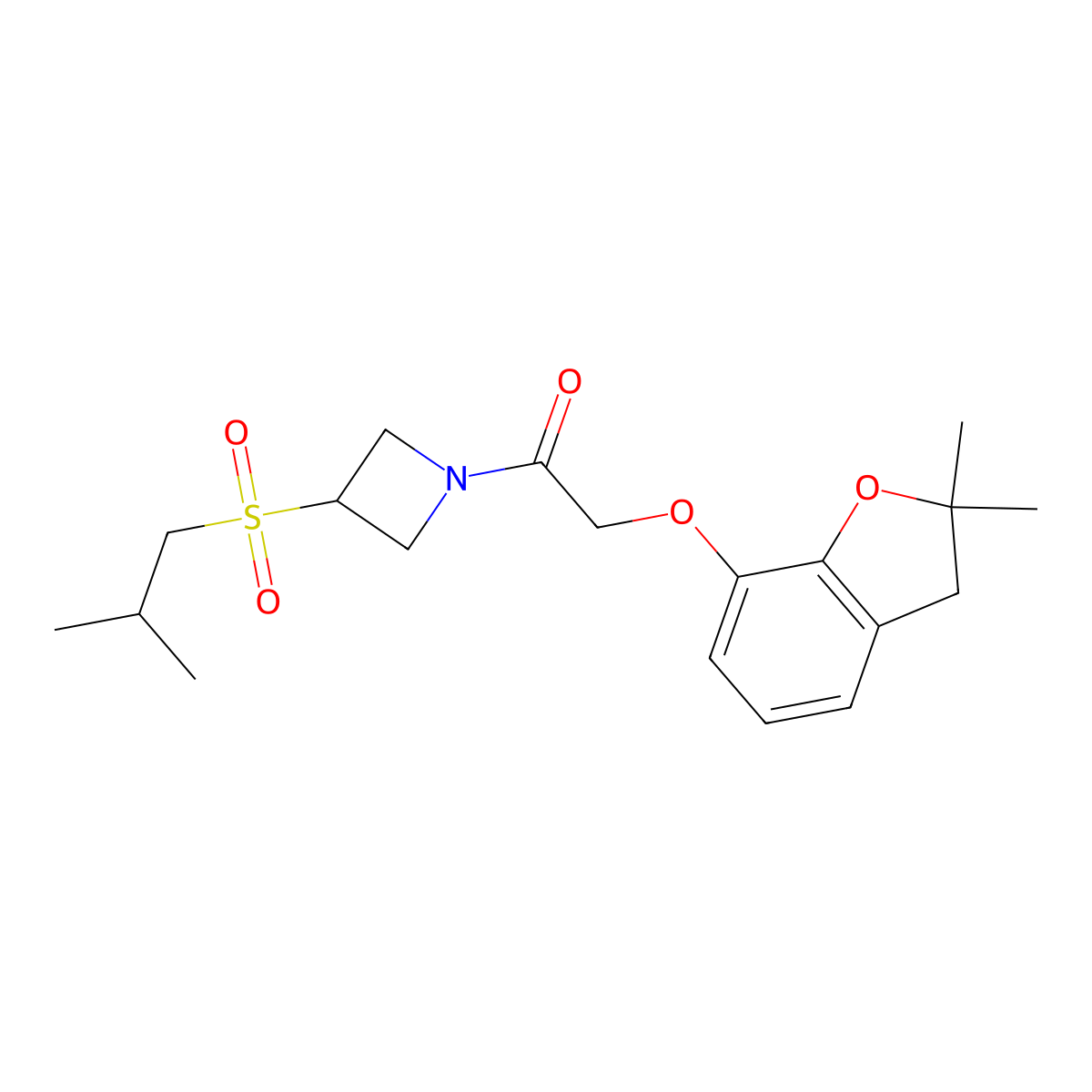 2-((2,2-Dimethyl-2,3-dihydrobenzofuran-7-yl)oxy)-1-(3-(isobutylsulfonyl)azetidin-1-yl)ethanone molecular structure, CAS 1797632-40-6