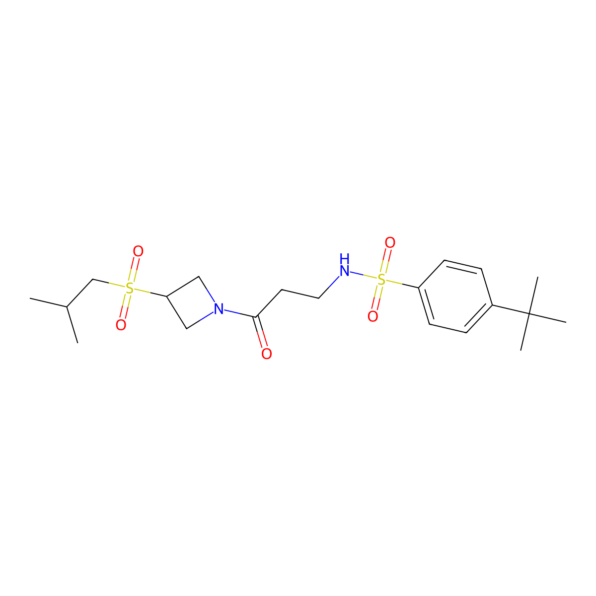 4-(tert-butyl)-N-(3-(3-(isobutylsulfonyl)azetidin-1-yl)-3-oxopropyl)benzenesulfonamide molecular structure, CAS 1797632-53-1