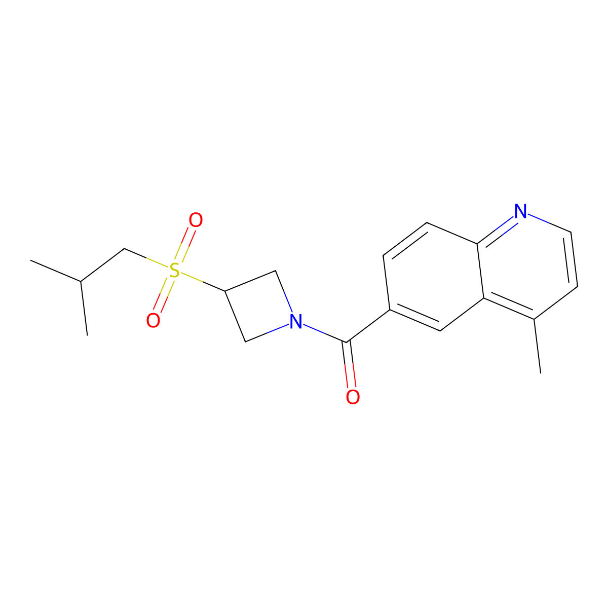 (3-(Isobutylsulfonyl)azetidin-1-yl)(4-methylquinolin-6-yl)methanone molecular structure, CAS 1797632-65-5