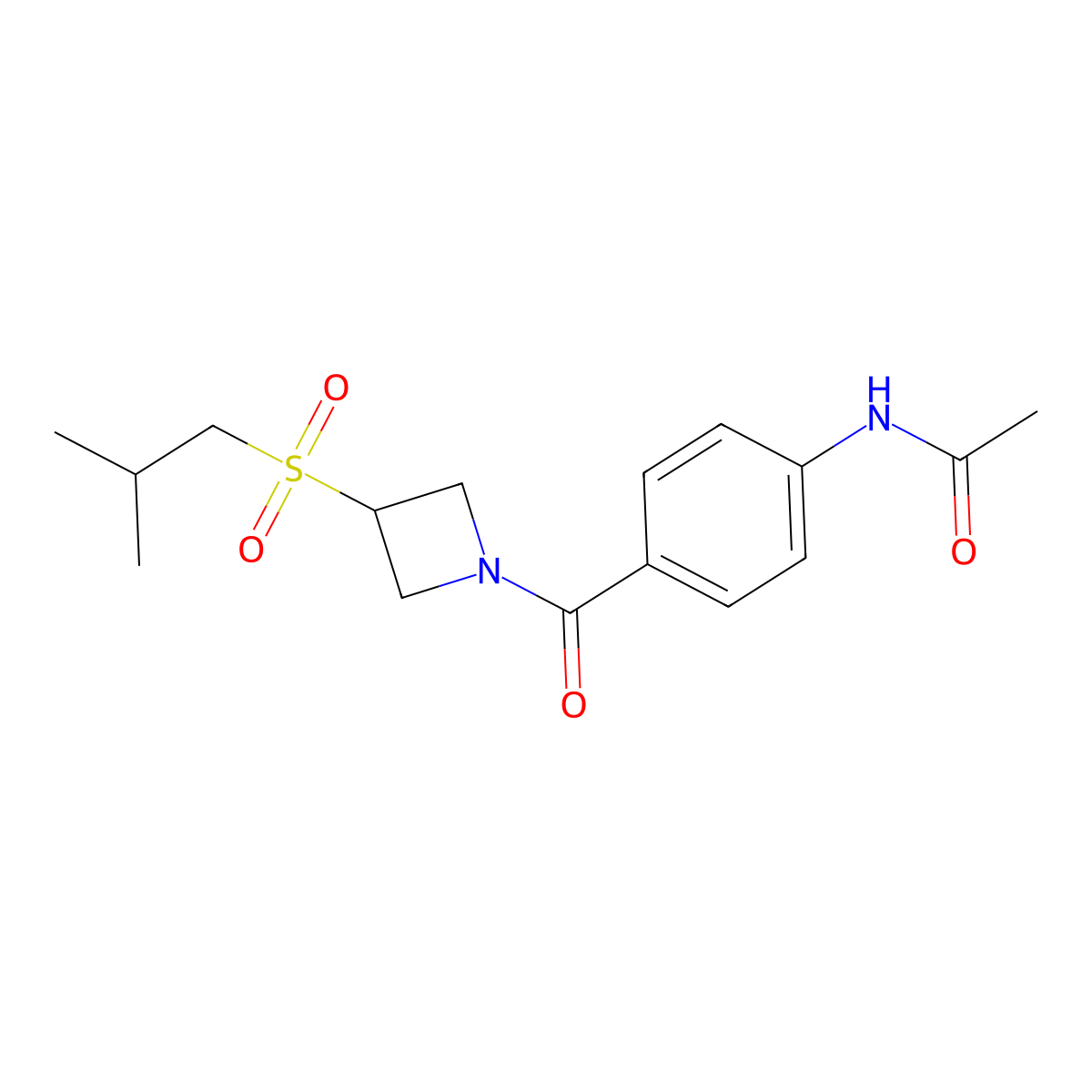 N-(4-(3-(isobutylsulfonyl)azetidine-1-carbonyl)phenyl)acetamide molecular structure, CAS 1797632-74-6