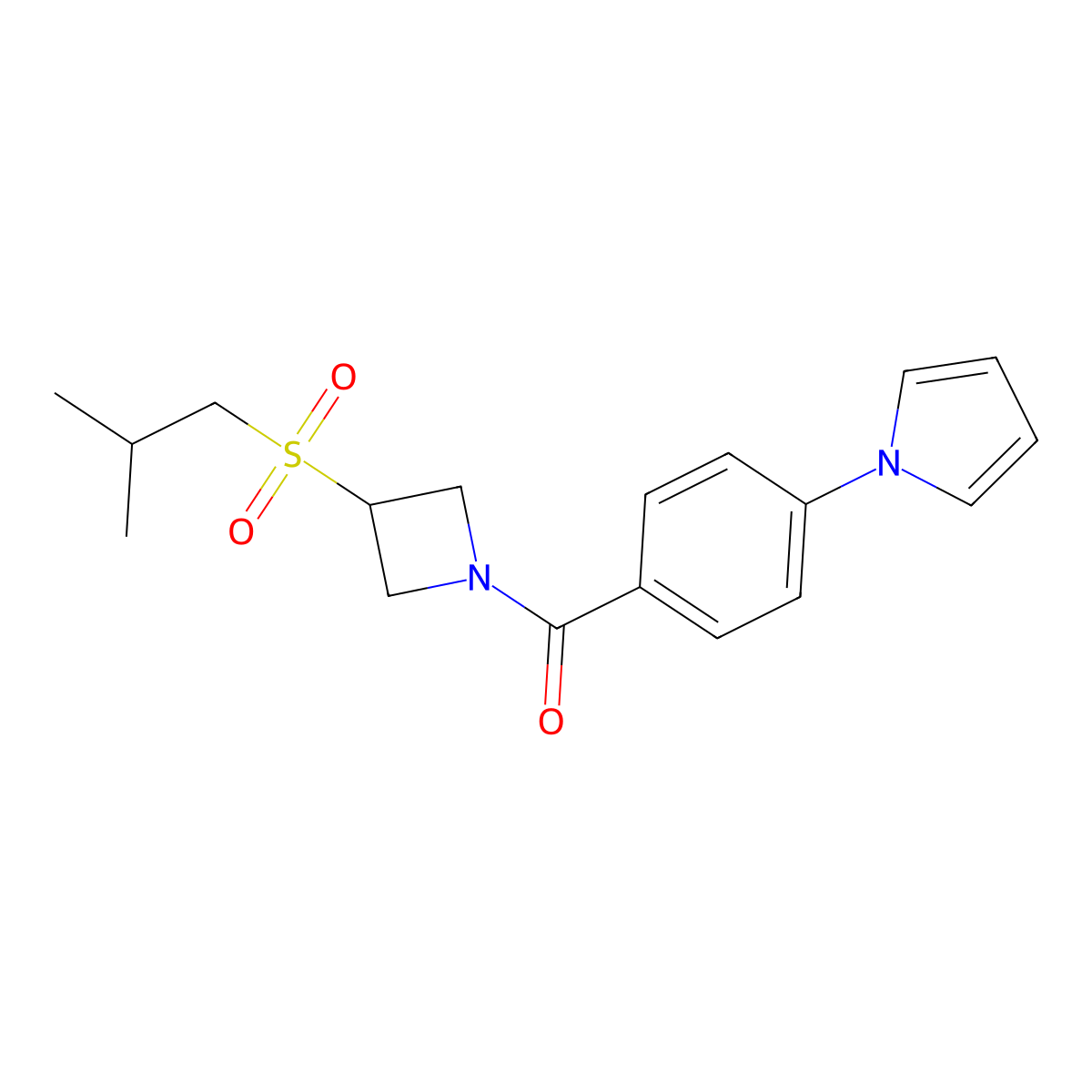 (4-(1H-pyrrol-1-yl)phenyl)(3-(isobutylsulfonyl)azetidin-1-yl)methanone molecular structure, CAS 1797632-81-5
