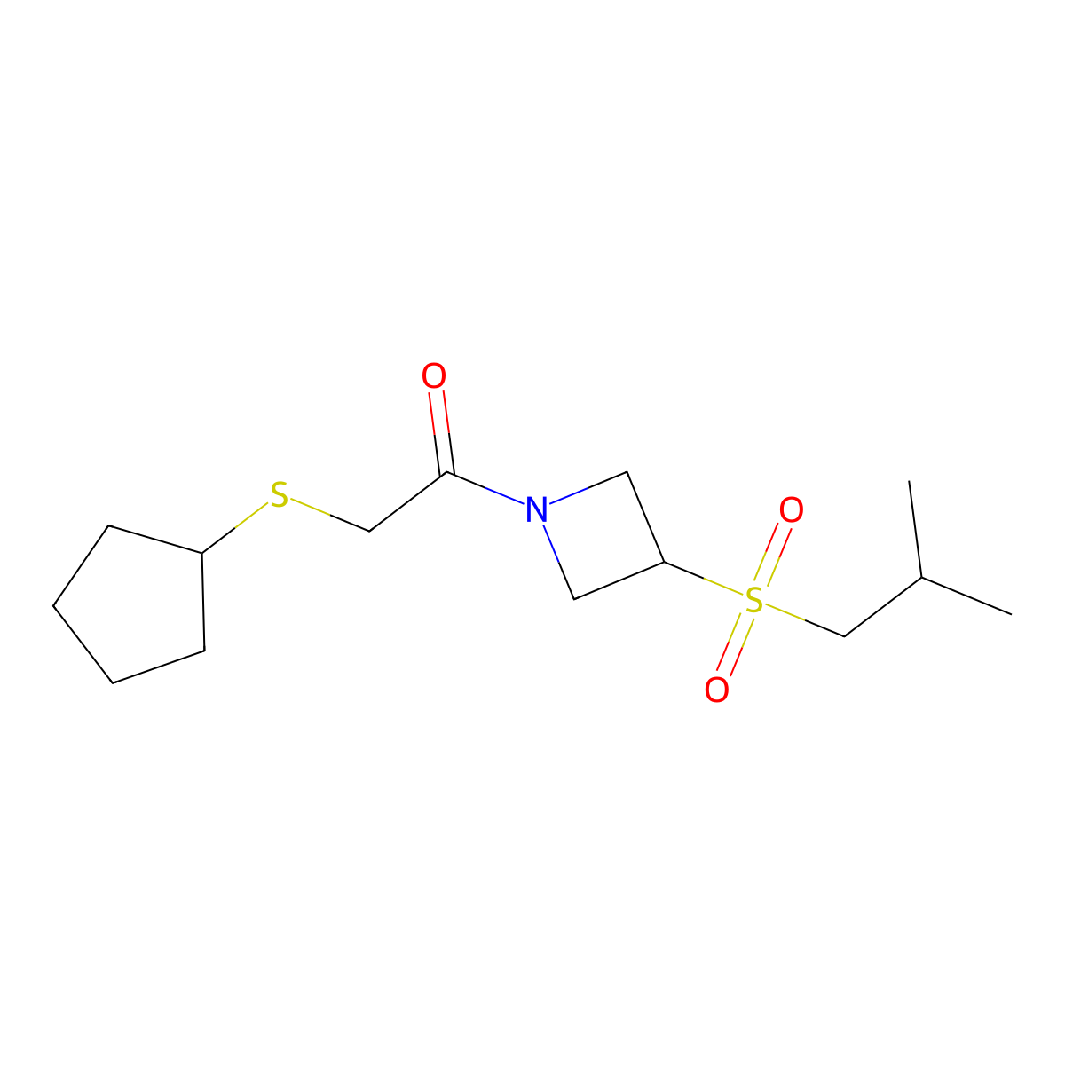 2-(Cyclopentylthio)-1-(3-(isobutylsulfonyl)azetidin-1-yl)ethanone molecular structure, CAS 1797632-91-7