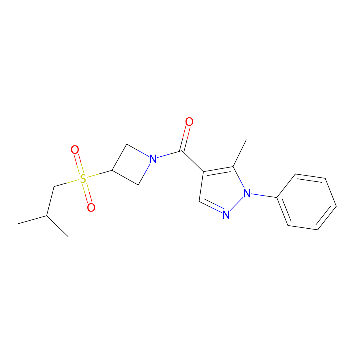 (3-(isobutylsulfonyl)azetidin-1-yl)(5-methyl-1-phenyl-1H-pyrazol-4-yl)methanone molecular structure, CAS 1797632-97-3