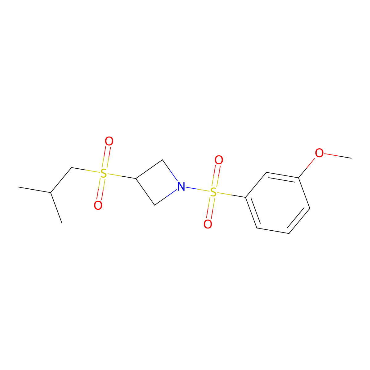 3-(Isobutylsulfonyl)-1-((3-methoxyphenyl)sulfonyl)azetidine molecular structure, CAS 1797633-03-4