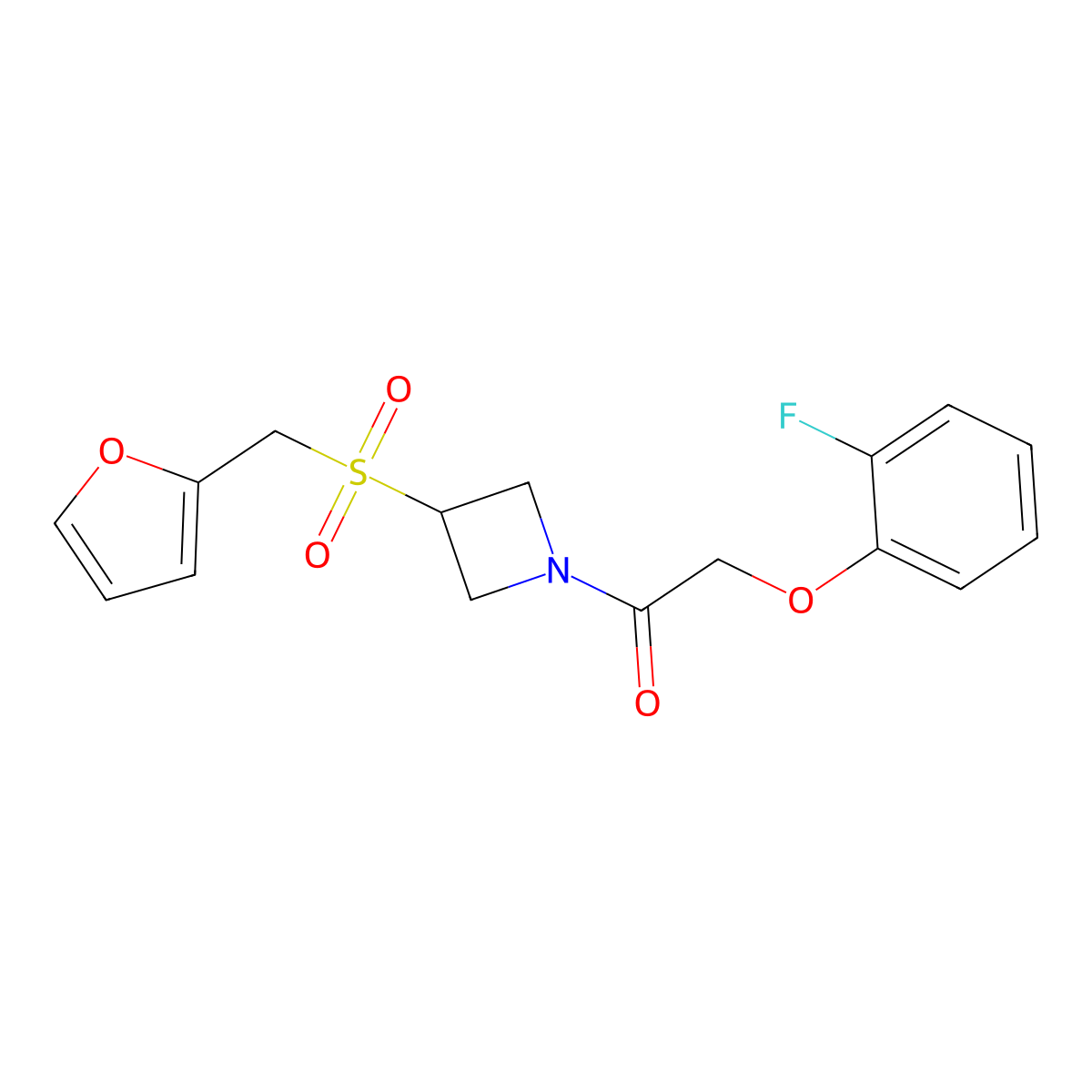 2-(2-Fluorophenoxy)-1-(3-((furan-2-ylmethyl)sulfonyl)azetidin-1-yl)ethanone molecular structure, CAS 1797633-34-1