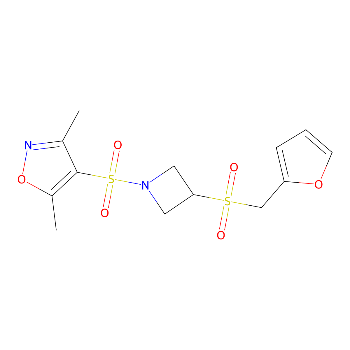4-((3-((Furan-2-ylmethyl)sulfonyl)azetidin-1-yl)sulfonyl)-3,5-dimethylisoxazole molecular structure, CAS 1797633-75-0