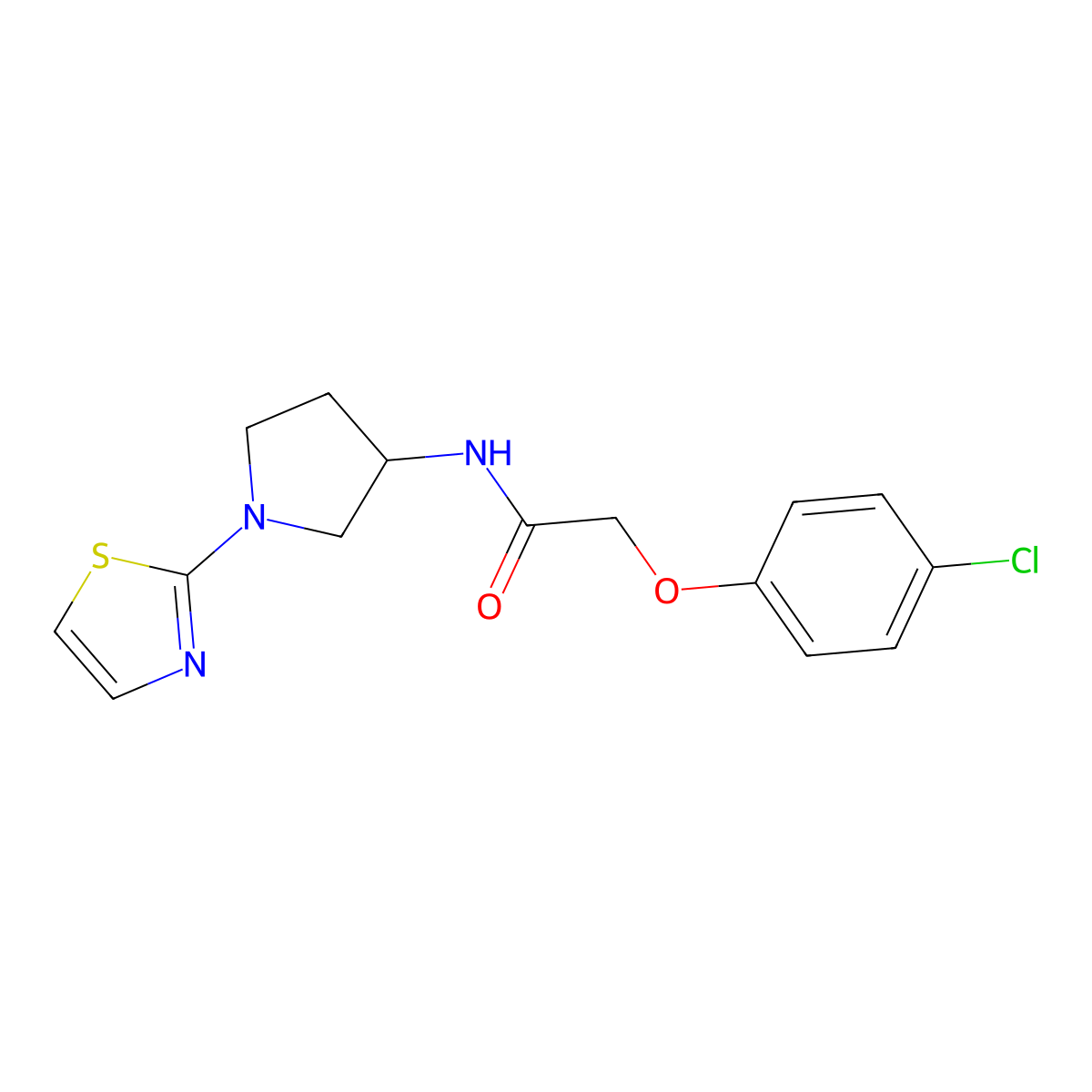 2-(4-chlorophenoxy)-N-(1-(thiazol-2-yl)pyrrolidin-3-yl)acetamide molecular structure, CAS 1797636-18-0