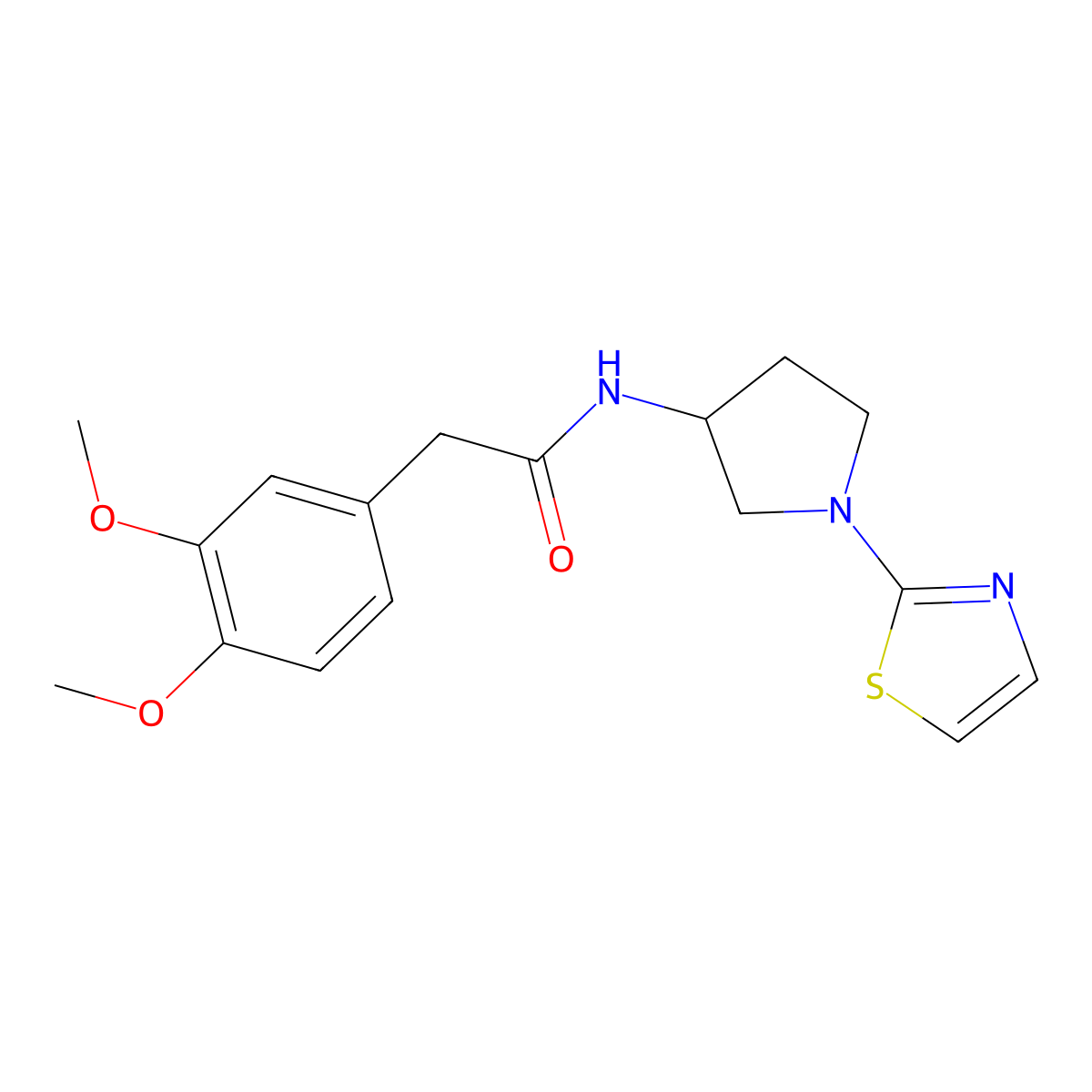 2-(3,4-dimethoxyphenyl)-N-(1-(thiazol-2-yl)pyrrolidin-3-yl)acetamide molecular structure, CAS 1797636-21-5