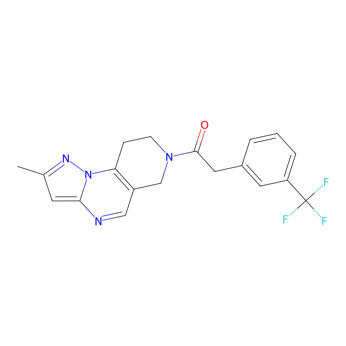 1-{4-Methyl-2,3,7,11-tetraazatricyclo[7.4.0.0^{2,6}]trideca-1(9),3,5,7-tetraen-11-yl}-2-[3-(trifluoromethyl)phenyl]ethan-1-one molecular structure, CAS 1797636-23-7