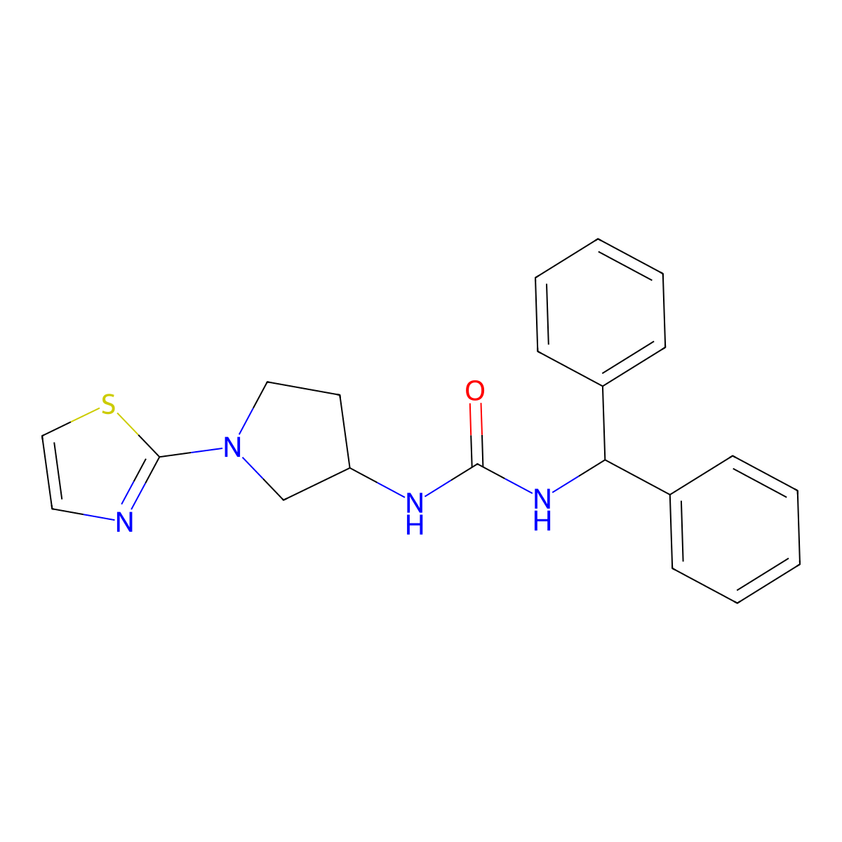 1-Benzhydryl-3-(1-(thiazol-2-yl)pyrrolidin-3-yl)urea molecular structure, CAS 1797636-32-8