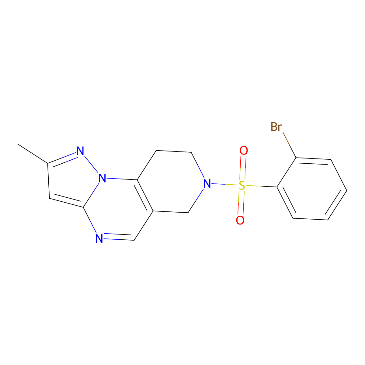 7-((2-Bromophenyl)sulfonyl)-2-methyl-6,7,8,9-tetrahydropyrazolo[1,5-a]pyrido[3,4-e]pyrimidine molecular structure, CAS 1797636-35-1
