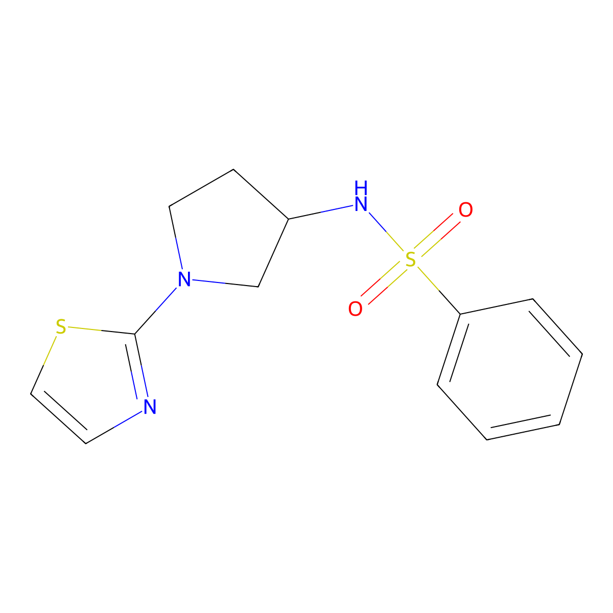 N-(1-(thiazol-2-yl)pyrrolidin-3-yl)benzenesulfonamide molecular structure, CAS 1797636-36-2