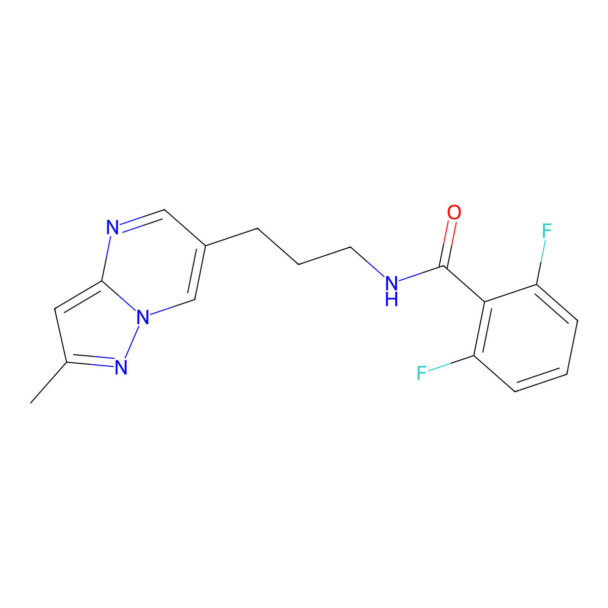 2,6-difluoro-N-(3-{2-methylpyrazolo[1,5-a]pyrimidin-6-yl}propyl)benzamide molecular structure, CAS 1797636-49-7