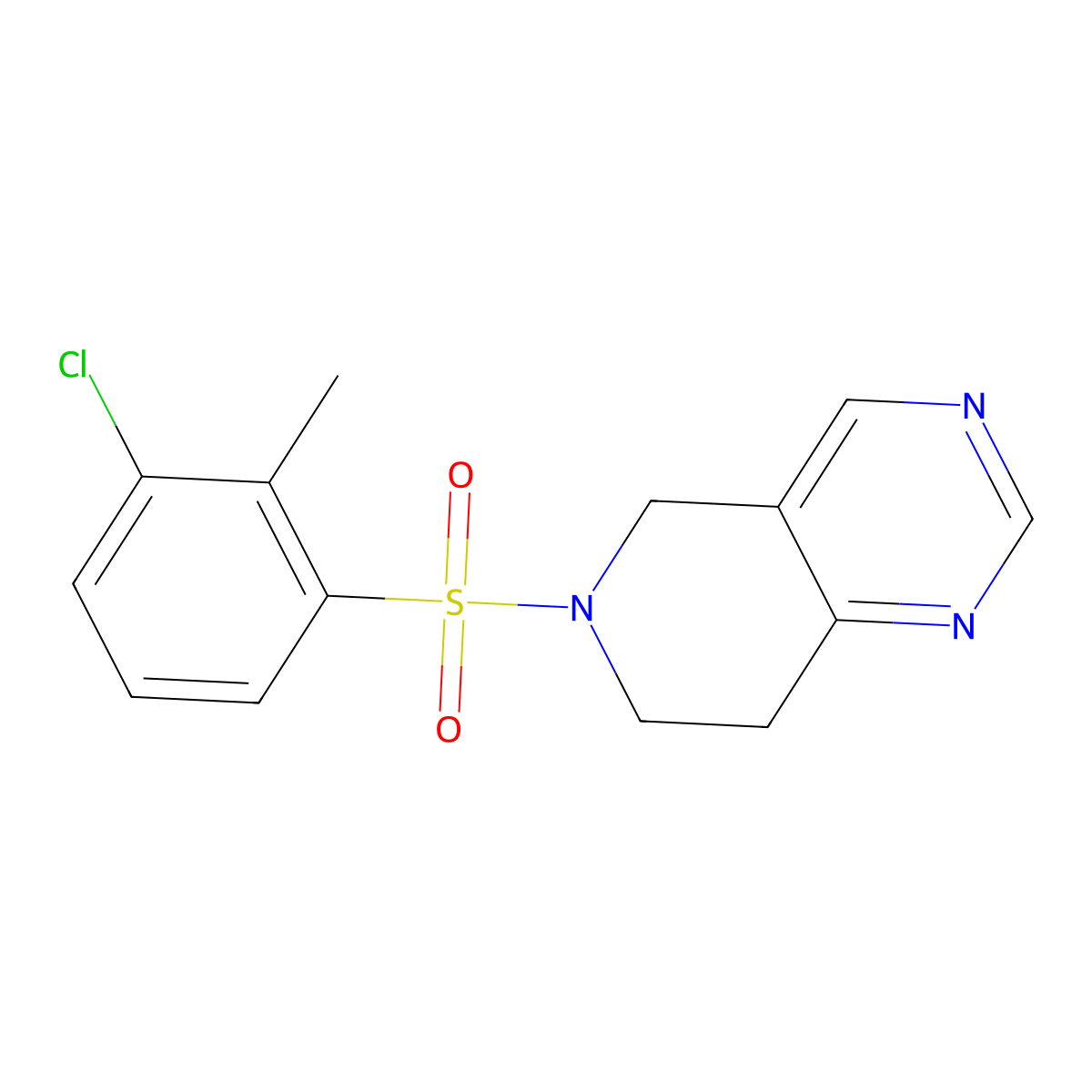 6-((3-Chloro-2-methylphenyl)sulfonyl)-5,6,7,8-tetrahydropyrido[4,3-d]pyrimidine molecular structure, CAS 1797637-26-3