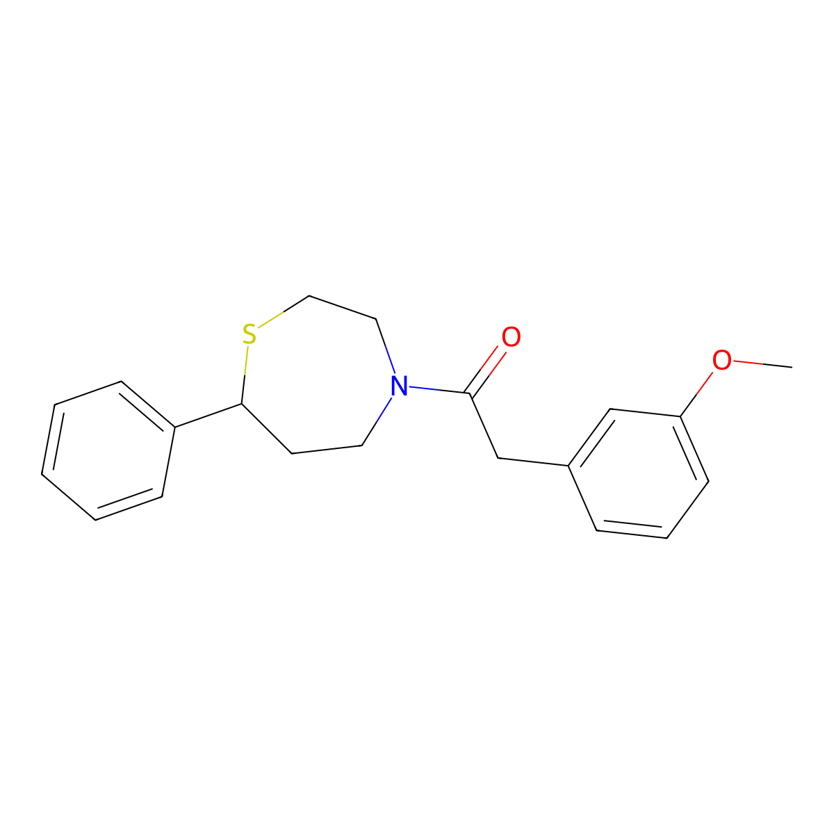 2-(3-Methoxyphenyl)-1-(7-phenyl-1,4-thiazepan-4-yl)ethanone molecular structure, CAS 1797637-50-3
