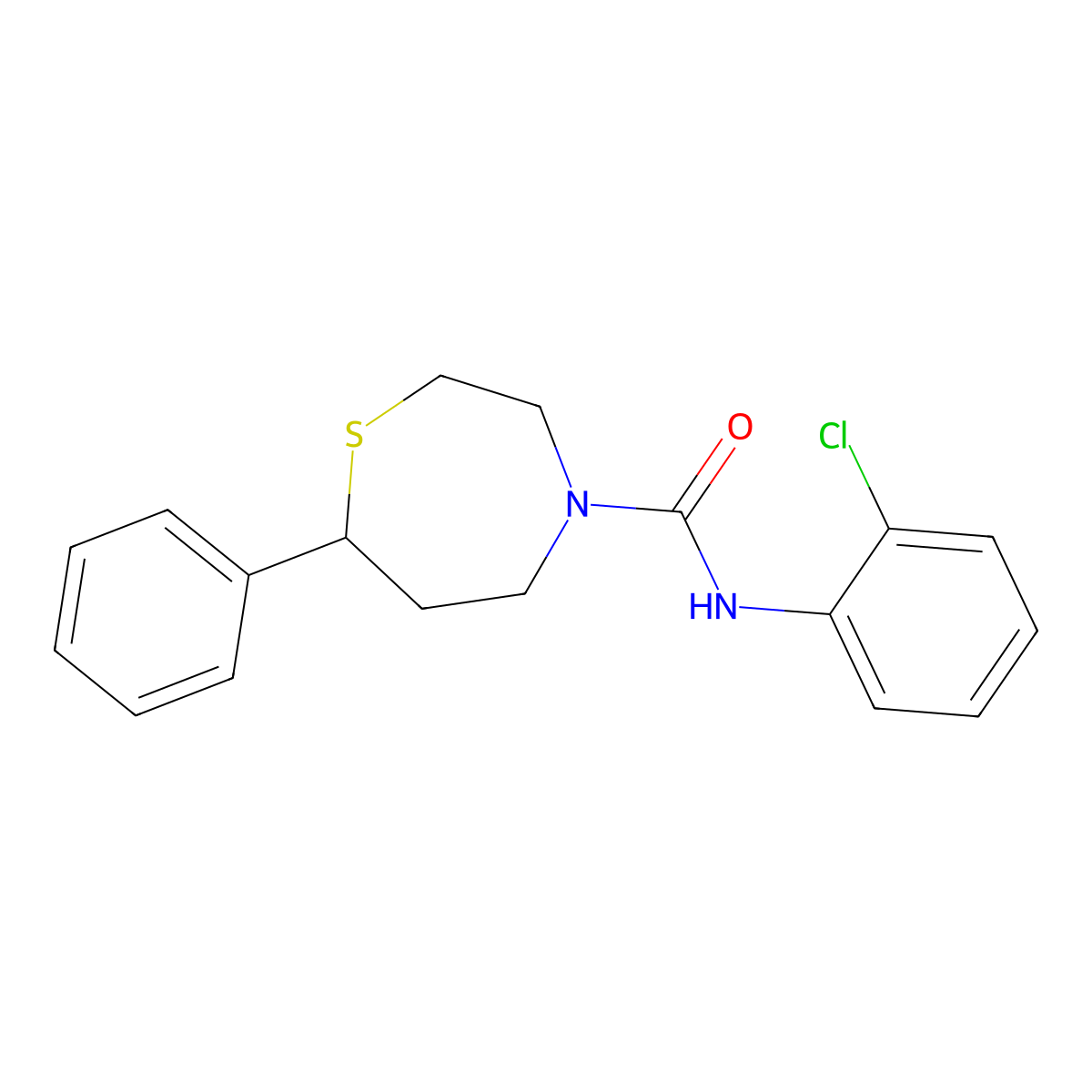 N-(2-chlorophenyl)-7-phenyl-1,4-thiazepane-4-carboxamide molecular structure, CAS 1797637-59-2