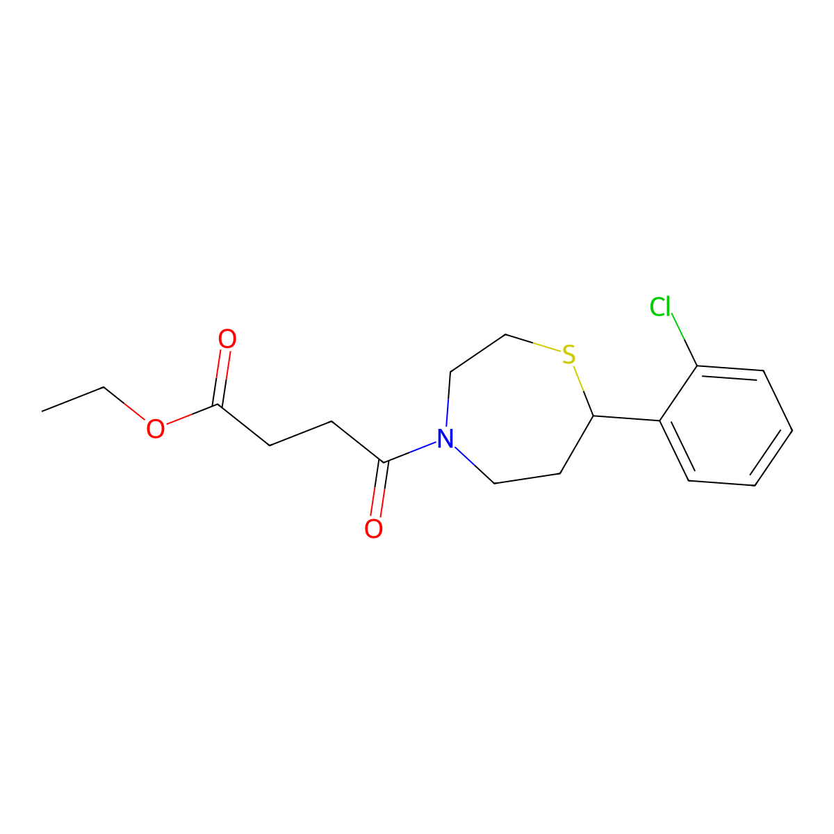 Ethyl 4-[7-(2-chlorophenyl)-1,4-thiazepan-4-yl]-4-oxobutanoate molecular structure, CAS 1797637-83-2