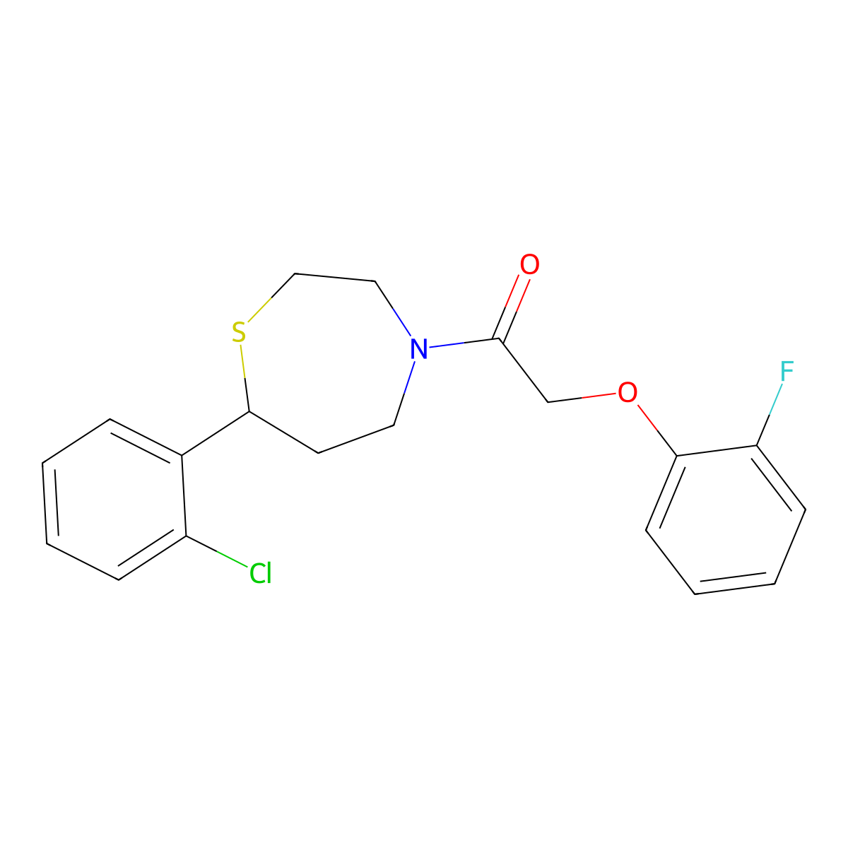 1-(7-(2-Chlorophenyl)-1,4-thiazepan-4-yl)-2-(2-fluorophenoxy)ethanone molecular structure, CAS 1797637-95-6